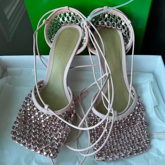 BOTTEGA VENETA Stretch Sandal Camellia Pink sz 38 1950$ - Picture 9 of 12